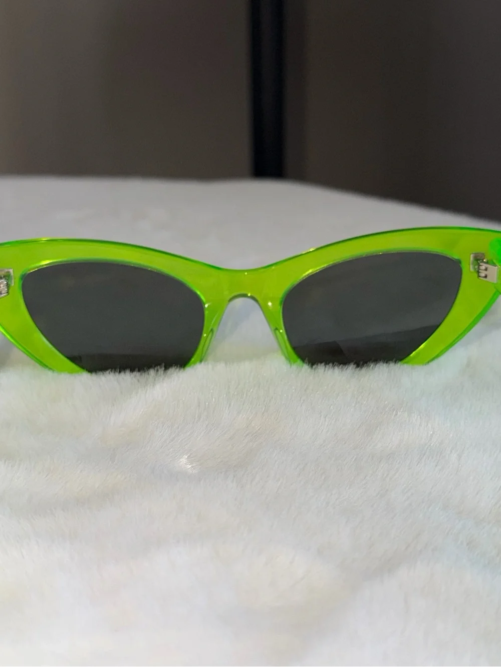 Saint Laurent Lily Translucent Lime Green Cat Eye SL213 Retro Chic Sunglasses